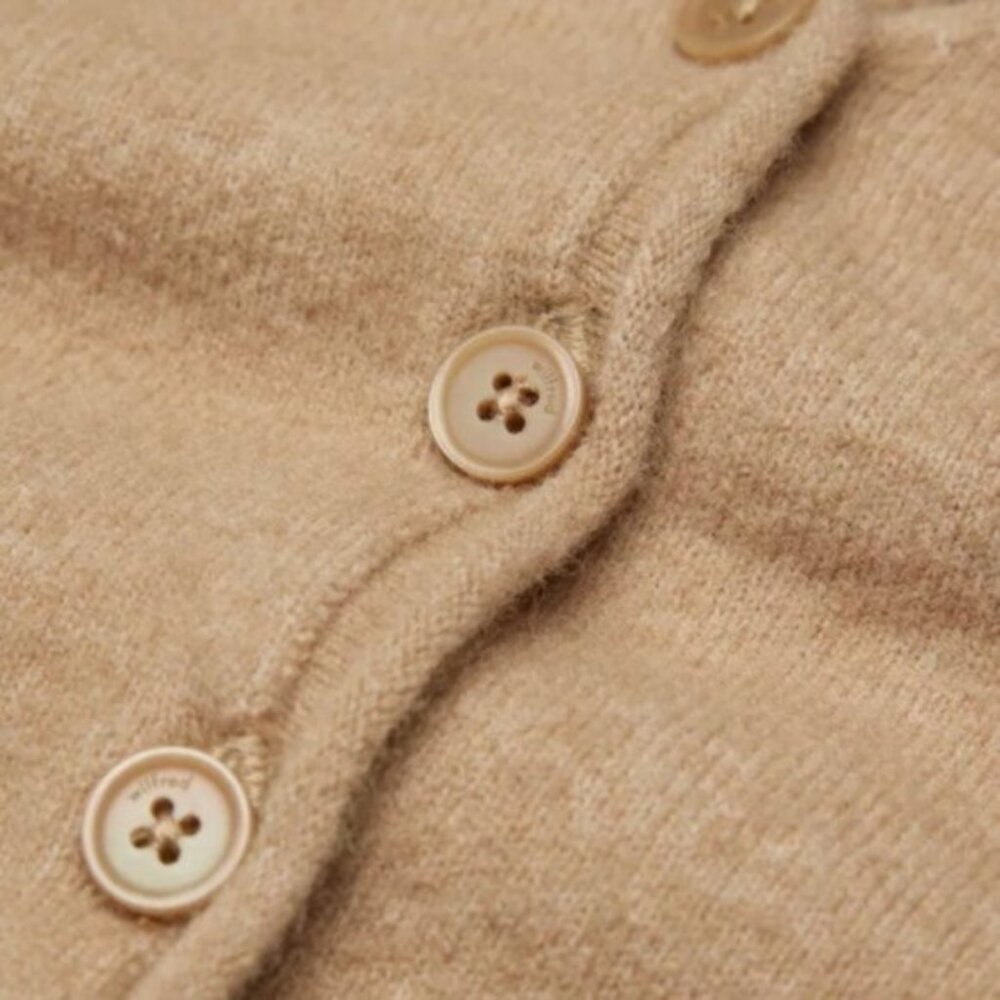 WILFRED Santorini Cardigan Sweater Wool Cashmere Knit Gold Camel XS Aritzia - Picture 5 of 14